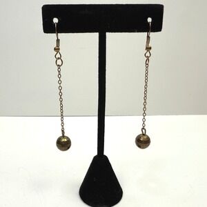 Dangle Bronze Faceted Bead Earrings Chain Minimalist Fashion Jewelry 3 in L